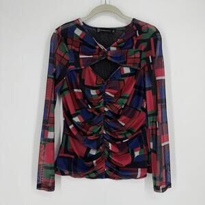 Vintage 90s y2k New York & Company sheer mesh cutout rave party festival stretch